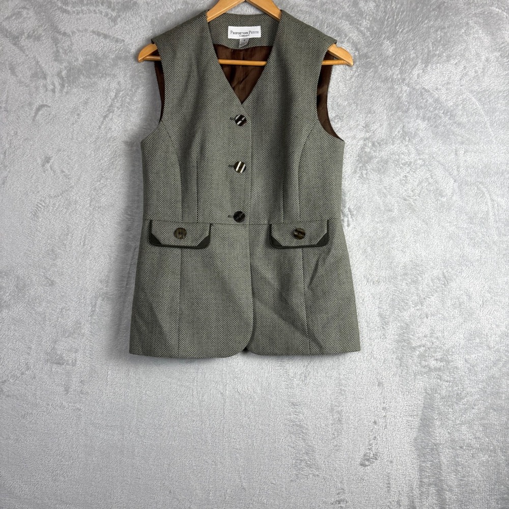 Vintage Vest Wool Tailored Button Up 6 Olive Green Retro Western Witchy